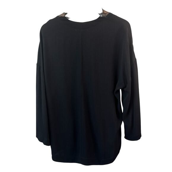 IRO Womens Top 12 Black Emilda Lace Up Whimsigoth Blouse Euro 40 Witch Core Lace - Picture 9 of 9